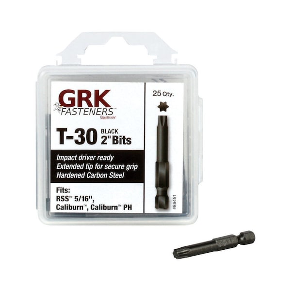 Grk Fasteners GRK Fasteners Star T-30 X 2 in. L Impact Power Bit Carbon Steel 25 pc 86451 - main